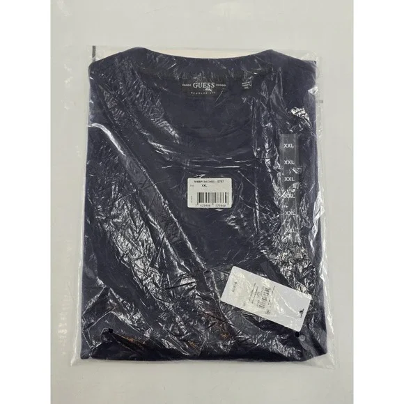 NWT Guess Mens Short Sleeve Small Triangle Knit Shirt Sz XXL - Summer Night Blue - Picture 5 of 12